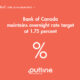 Rate Update: Bank of Canada maintains overnight rate target at 1.75%